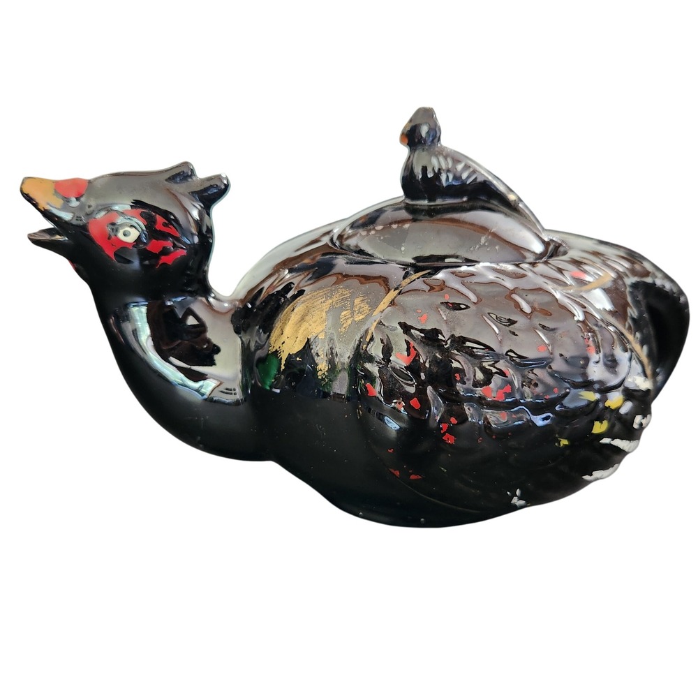 Japanese vintage chicken teapot 1950s pottery‎
